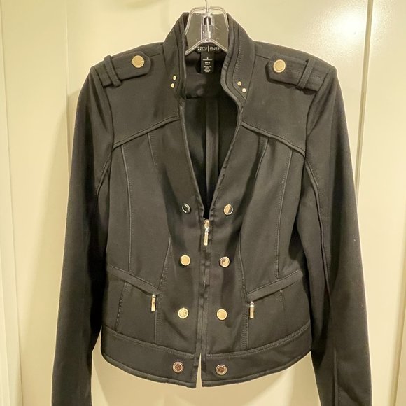 White House Black Market Jackets & Blazers - WHITE HOUSE BLACK MARKET Moto Jacket, Zip Front, Long Sleeve, Black - 6